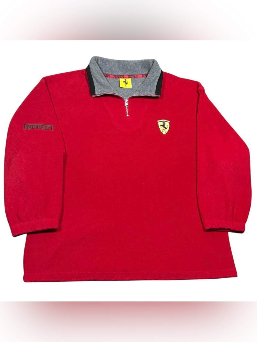 Vintage 1998 Ferrari Quarter 1/4 Zip Fleece Pullover Sweater Red XXL Nice Man